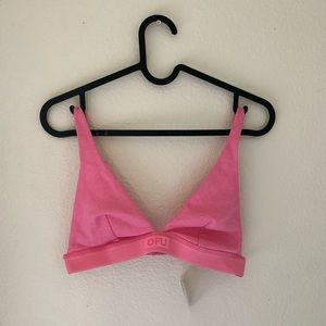 Urban Outfitters Out From Under Ribbed Cotton Plunge Bra (Pink)